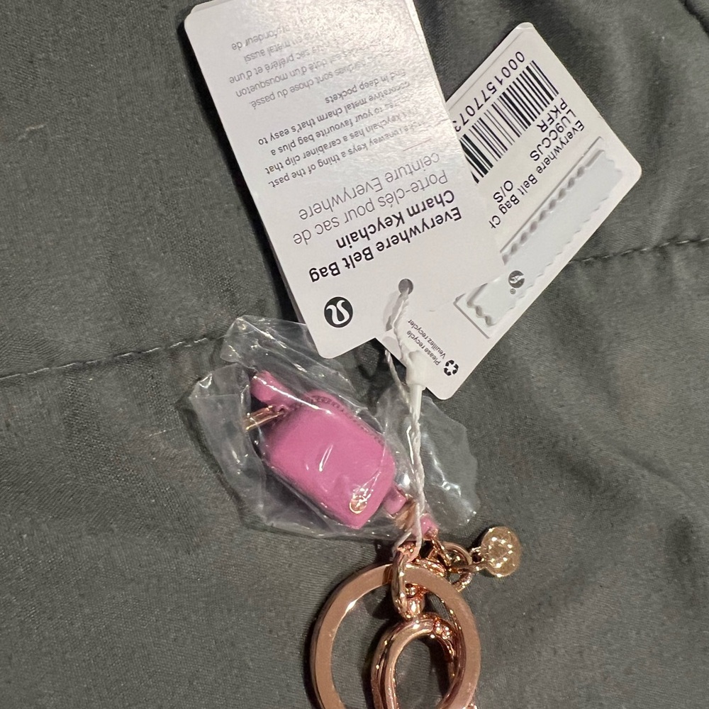 lululemon belt bag charm Pink and Gold Key Holder